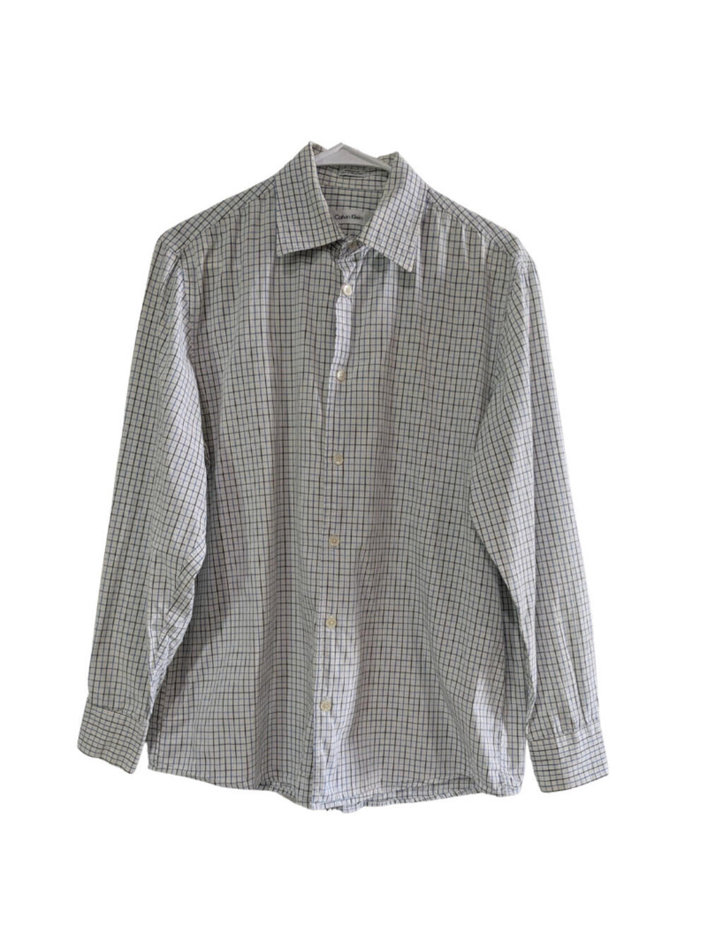 Calvin Klein Men's Button Down Shirt, Size M, Cotton, Blue Gray Check